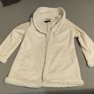 Jones New York White Faux Fur/Leather Coat